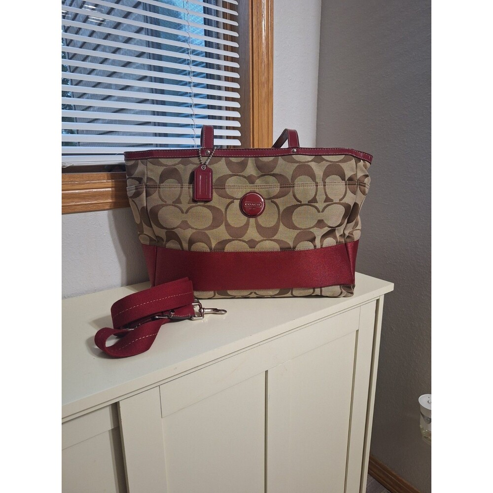 Coach Large Diaper Bag brown red/burgundy